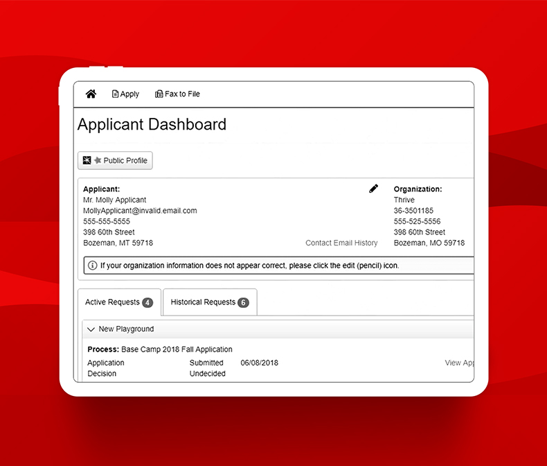 Online Applicant Dashboard