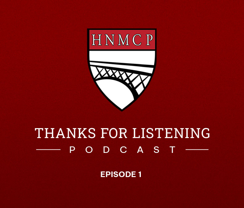 Logo for HNMCP with Thanks for Listening text for episode 1